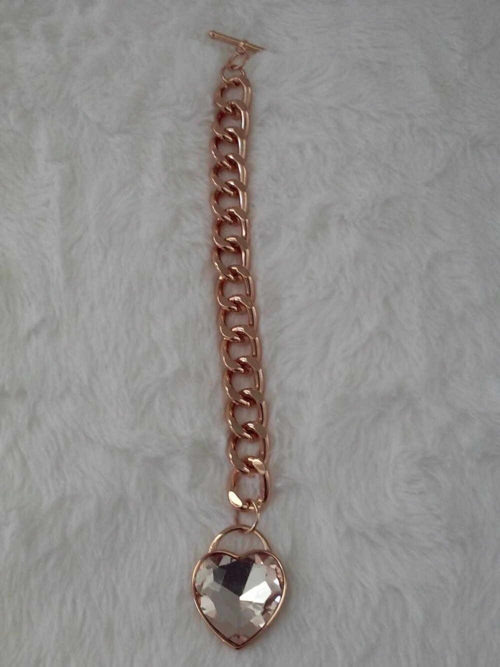 Thick Chain Heart Bracelet, Rhinestone - Picture 11 of 11